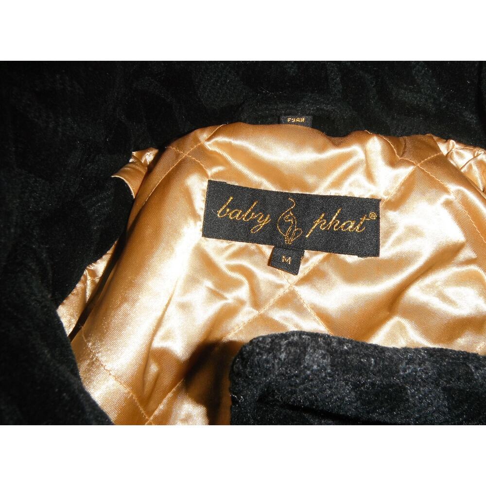 Ladies Black Vintage Baby Phat Designer Tiger Stripe Coat size MEDIUM - Picture 4 of 6